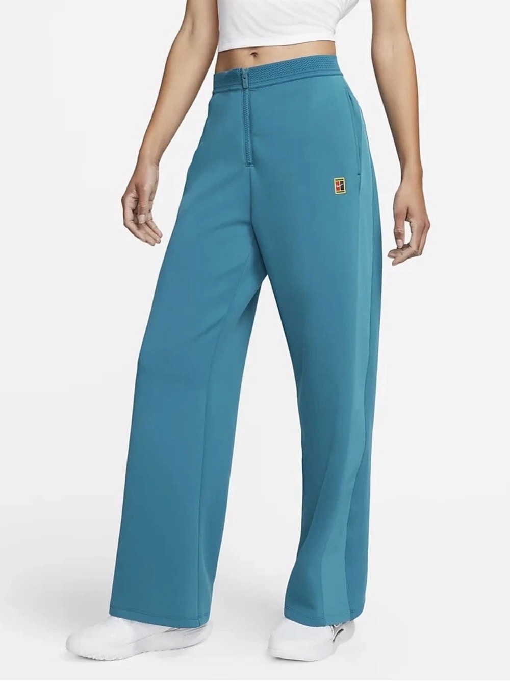 Nike court Dri-fit Women's Teal-Blue Wide-Leg Track Pants